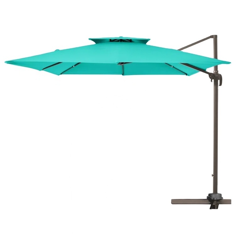 Garden Outdoor parasol led lights beach solar panel CANTILEVER UMBRELLA patio OFFSET HANGING UMBRELLA with solar lights