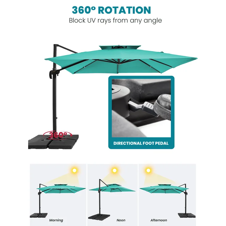 Garden Outdoor parasol led lights beach solar panel CANTILEVER UMBRELLA patio OFFSET HANGING UMBRELLA with solar lights