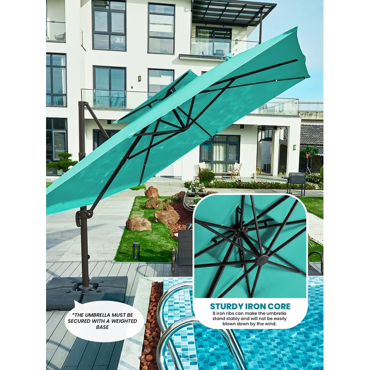 Garden Outdoor parasol led lights beach solar panel CANTILEVER UMBRELLA patio OFFSET HANGING UMBRELLA with solar lights