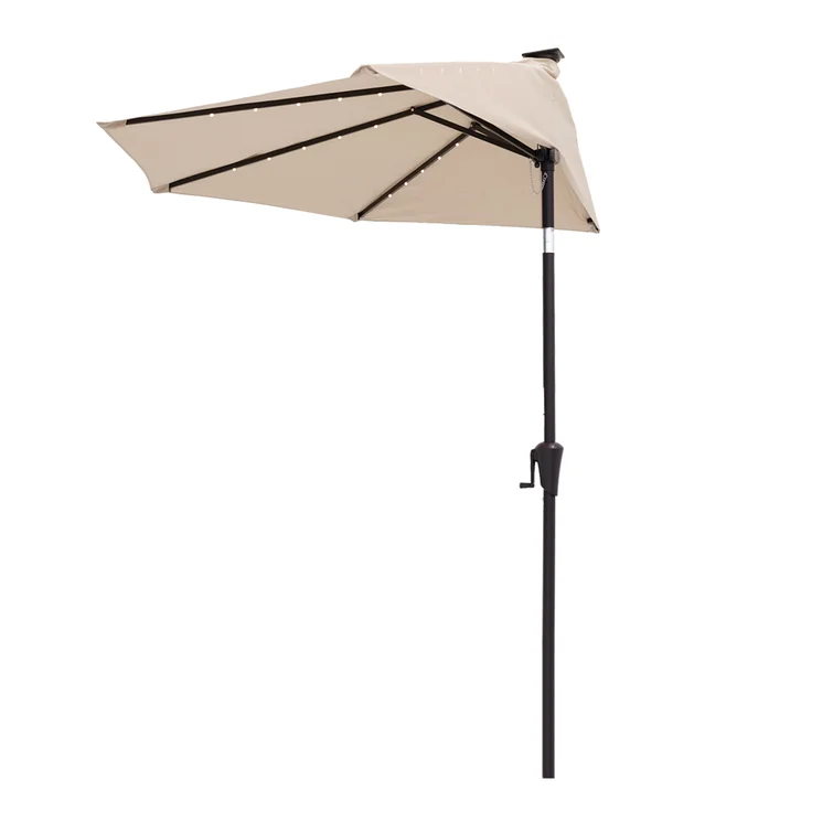 factory best 9ft Sun Shade Outdoor Half Round Patio parasol Garden Bistro Wall Balcony Umbrella