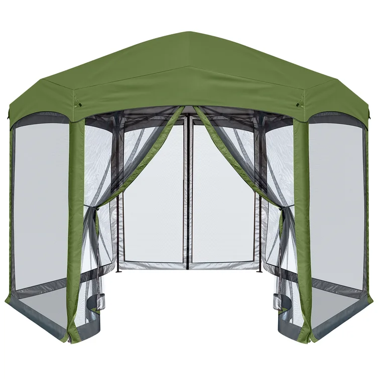 10x10 Outdoor Aluminium Hex Hot Sale Aluminum Pop Up Gazebo Hexagon Frame Trade Show Tent 10'x10' with bug net