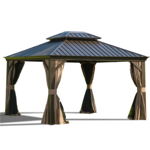 10ft x 12ft Modern Outdoor Furniture Hardtop Aluminum Gazebo with PVC Coated Alloy Poly Galvanized Steel and Carton for Patio