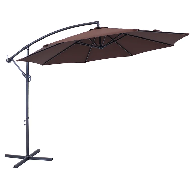 Sun Umbrella 10-Foot Waterproof Aluminum Cantilever Offset Water Resistant Polyester Umbrella for Hotel Garden Use