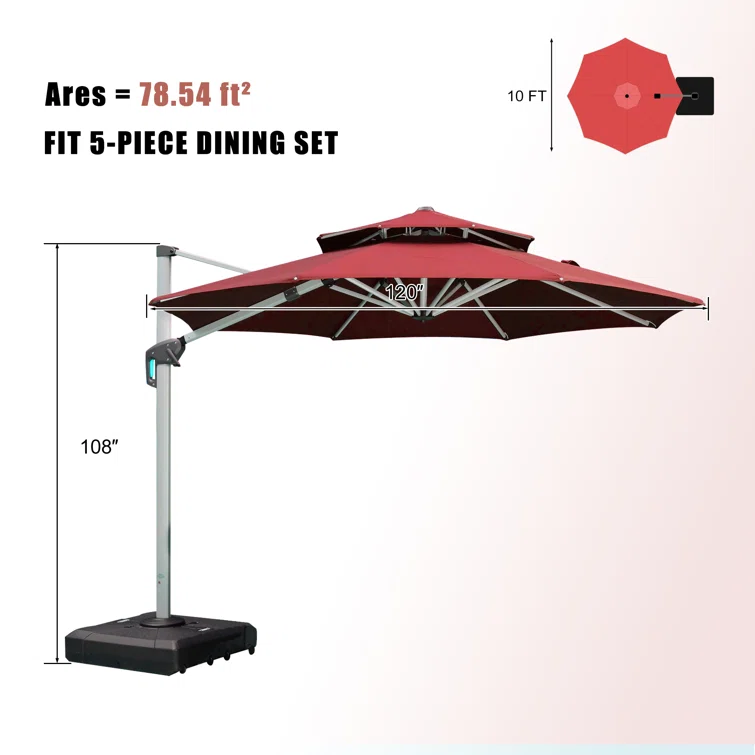 Patio Umbrellas With Light 12 Ft Uv Protection Solar Parasol decorative Patio Umbrellas