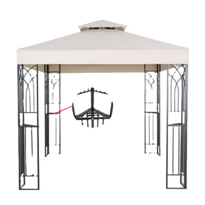 New Design New Arrive  8X8 ft  Waterproof Sunscreen Outdoor High Quality Garden Gazebo Double-top Steel Gazebo With Shelf With