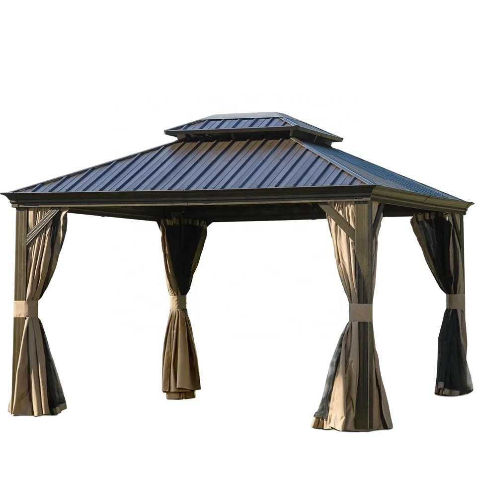 10ft X 12ft Hardtop Outdoor Aluminum Gazebo with Galvanized Steel Carton Pvc Coated Aluminum Alloy Poly Modern Outdoor Furniture