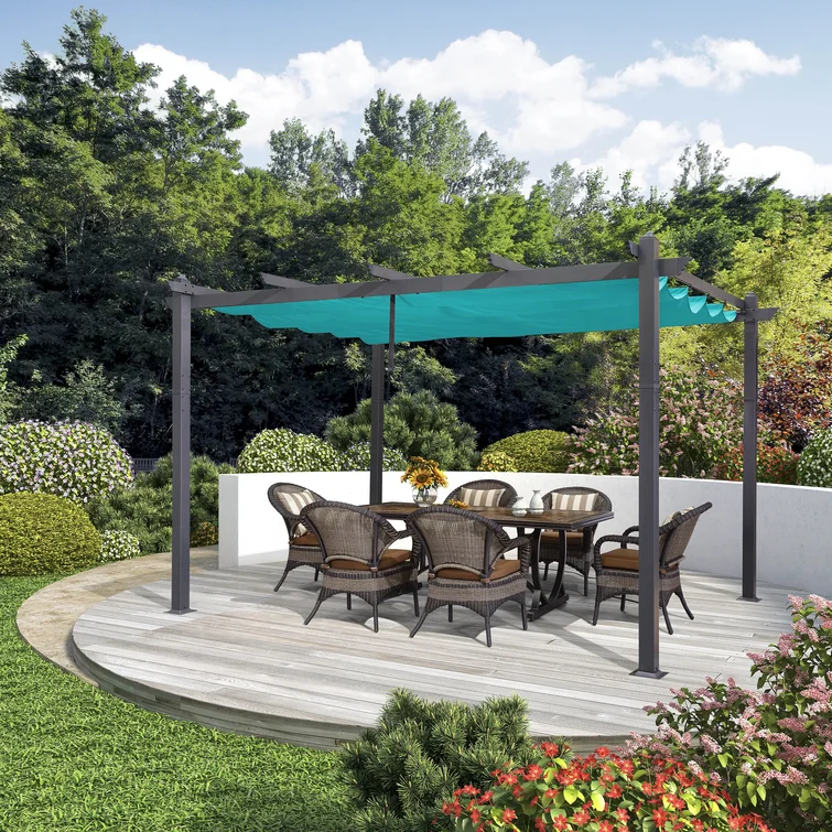 3X4M Luxuryn Aluminum Patio Pergola Garden Outdoor Gazebo with sliding canopy