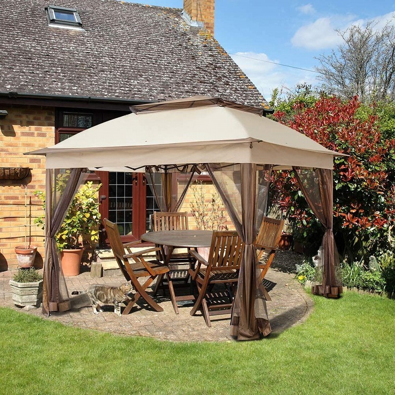 Hot Sale Aluminium Durable Firm Rainproof Anti-Uv Hardtop Outdoor Gazebos Double-top Gazebo