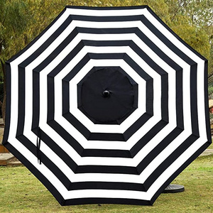 9ft Steel Patio Umbrella Canopy Market Umbrella Top Outdoor Umbrella Canopy with 8 Ribs (Black and White) with crank and tilt