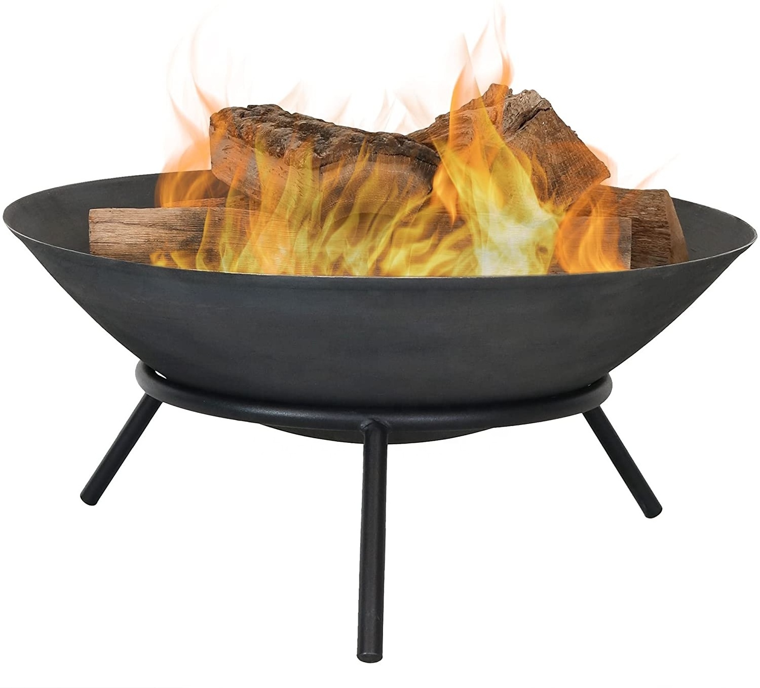 26 Inch Black Round Wood Burning Backyard Fire Bowl Patio Garden Fireplace