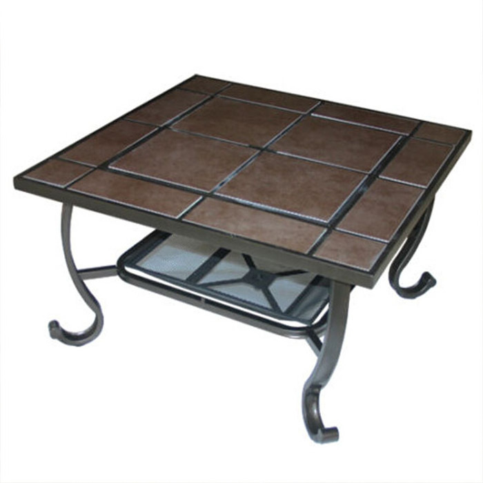 Outdoor Square Ceramic Tiles Top Fire Pit Coffee Table BBQ Fire Pit