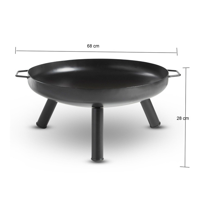 26 Inch Black Round Wood Burning Backyard Fire Bowl Patio Garden Fireplace