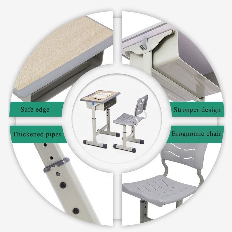 High Quality Single Middle School Used  Kids Learning Table and Chair for Home Study