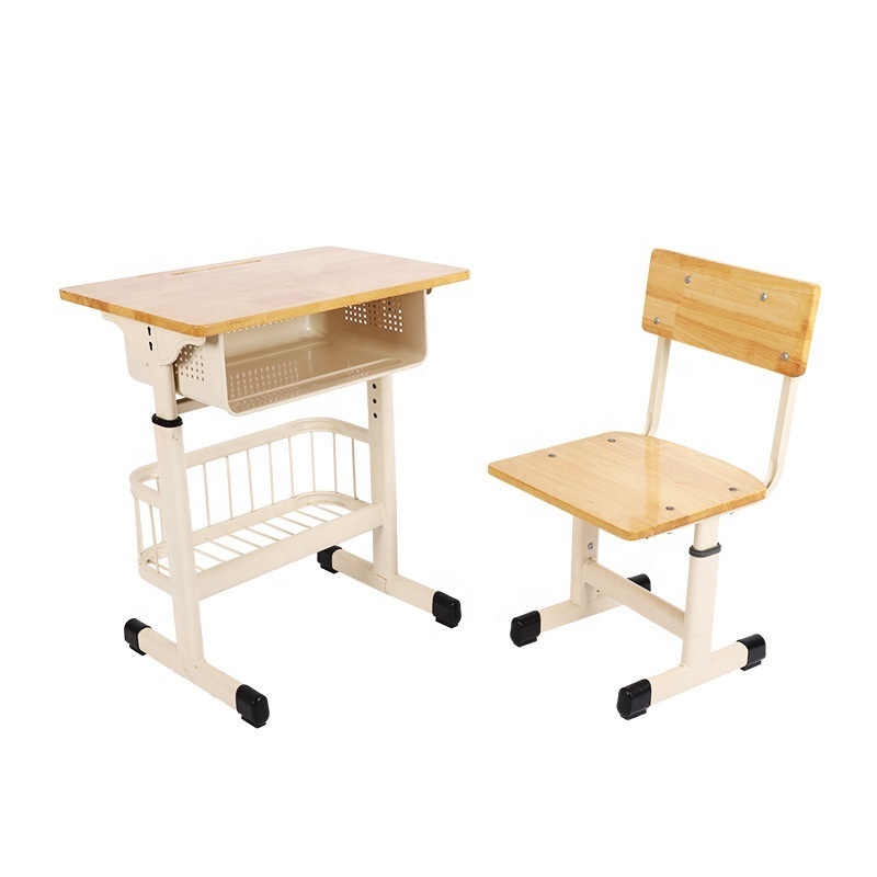 Height-adjustable Children's Home Writing Study Desk Wooden Single Student School Table and Chair for Sale