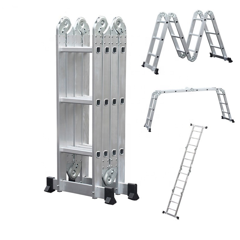 Bafen 3.3m Heavy Duty Multi Purpose Aluminum Folding Extension Ladder with Safety Locking Hinges