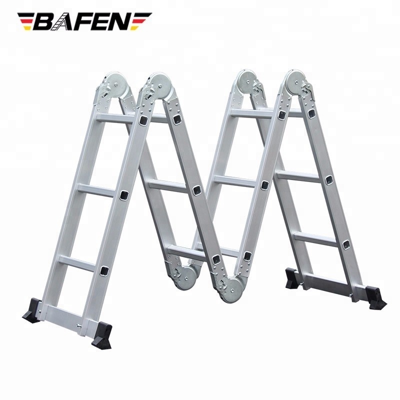 Bafen 3.3m Heavy Duty Multi Purpose Aluminum Folding Extension Ladder with Safety Locking Hinges