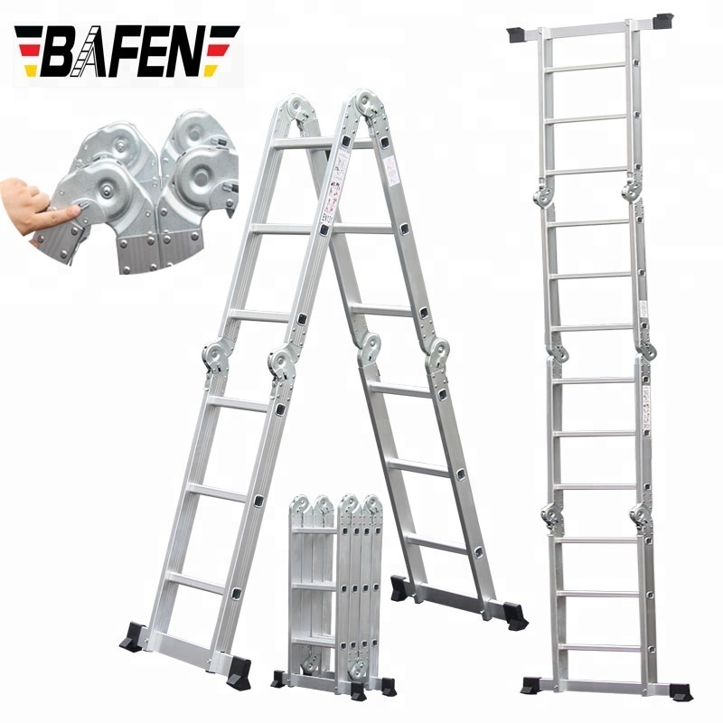 Bafen 3.3m Heavy Duty Multi Purpose Aluminum Folding Extension Ladder with Safety Locking Hinges