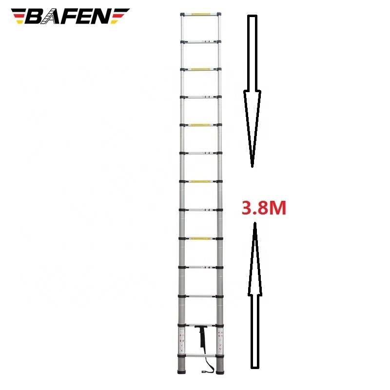 3.8m length single straight aluminum telescopic ladders high quality compact 13 step ladder