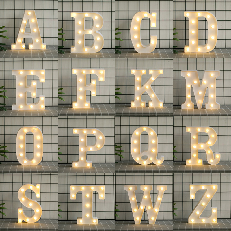 Wholesale A-Z letter alphabet shaped wedding party decoration battery powered led night table light