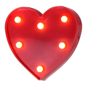 INS hot selling red heart shaped led light wedding party decoration 2 AA battery powered led night table light