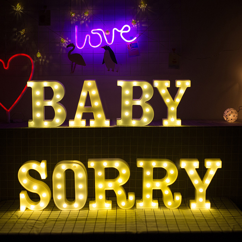 Wholesale A-Z letter alphabet shaped wedding party decoration battery powered led night table light