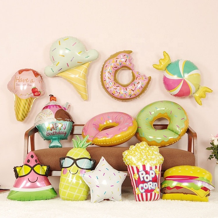 Donuts candy ice cream popcorn inflatable human balloon aluminium foil balloon jumping balloons for kid toys