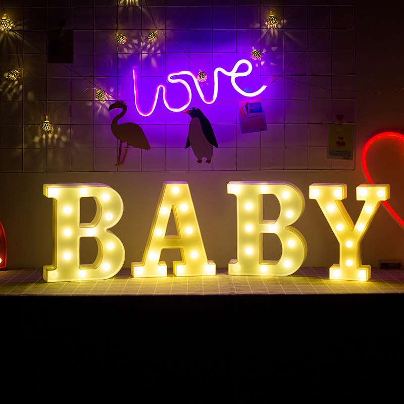 Wholesale A-Z letter alphabet shaped wedding party decoration battery powered led night table light