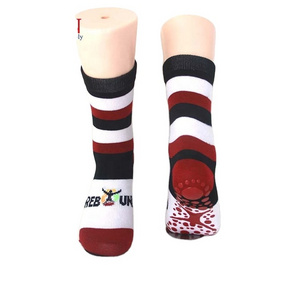 Anti-Bacterial Mid-calf soccer anti slip socks Jump zone sport stripe socks