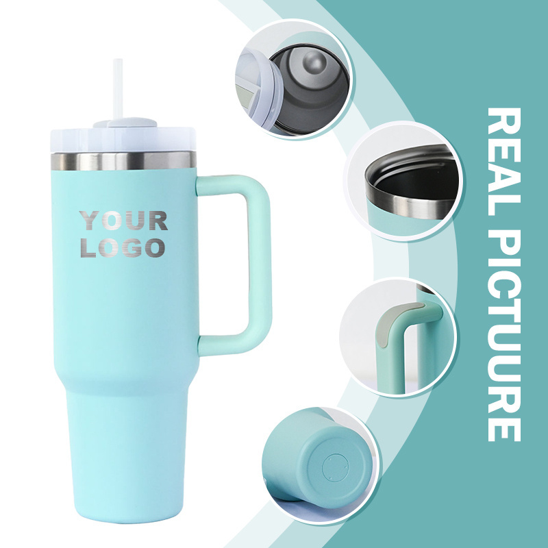 Custom Logo 30oz 40oz Coffee Outdoor Quencher Tumbler Cups Double Wall Vacuum Insulated Stainless Steel Travel Mug With Handle