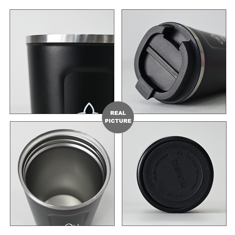 Custom Logo 380ml 510ml Powder Coated Tumblers Stainless Steel Vacuum Coffee Cup Insulated Thermal Mug With Lids