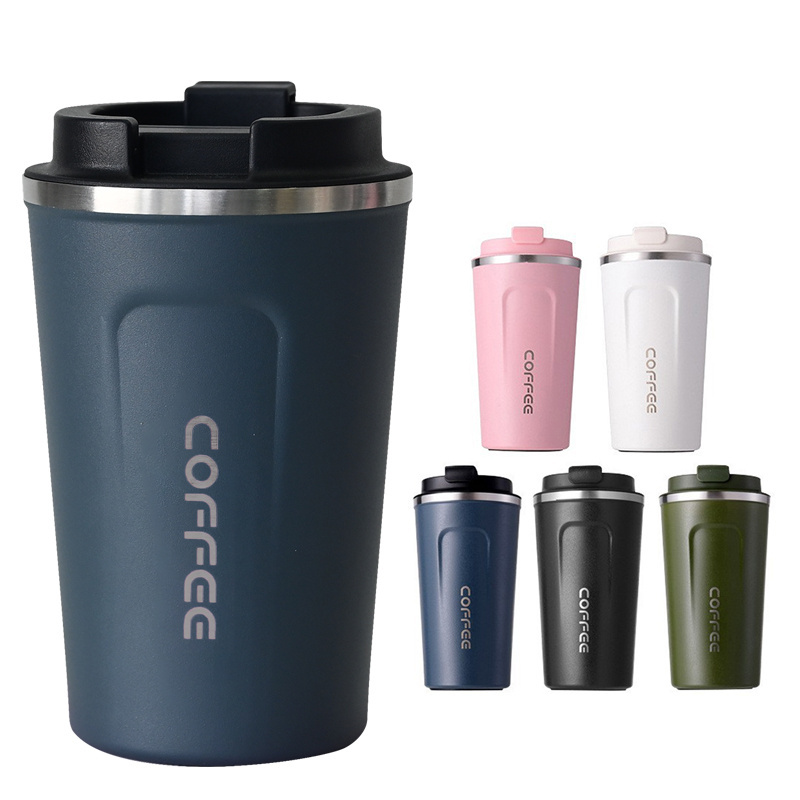 Custom Logo 380ml 510ml Powder Coated Tumblers Stainless Steel Vacuum Coffee Cup Insulated Thermal Mug With Lids