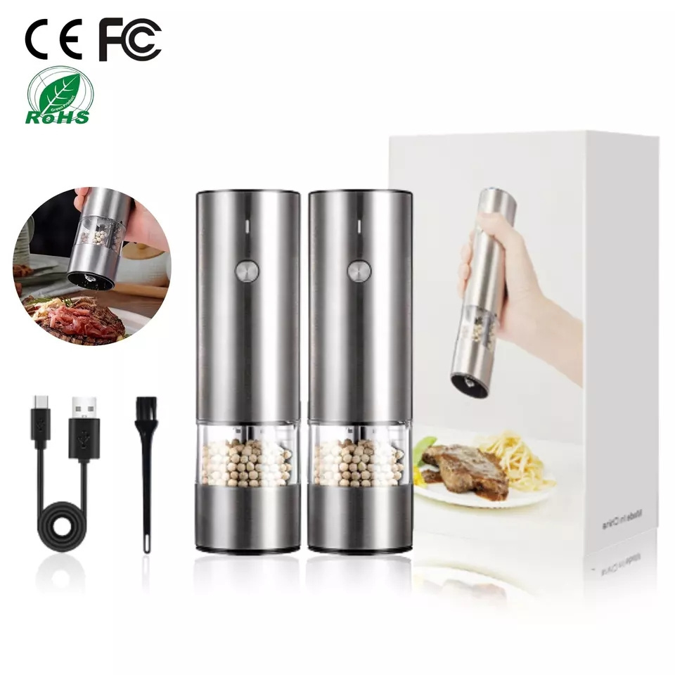 Electric Rechargeable Pepper Mill And Salt Grinder Set  With Ceramic Mechanism