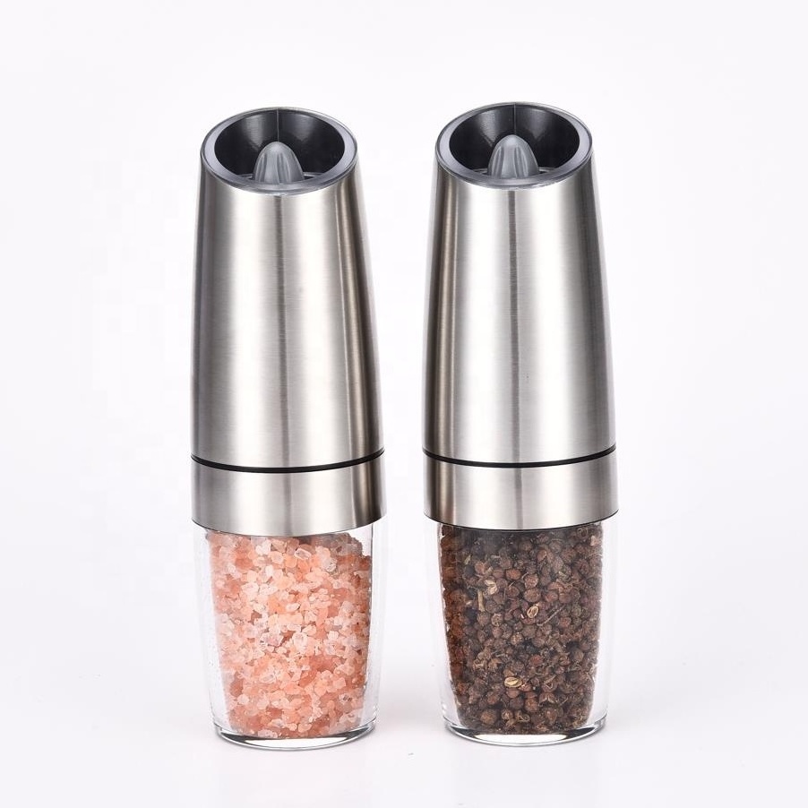 Stainless Steel Spice Mill Automatic Gravity Induction Electric Salt And Pepper Grinder With Blue Led Light