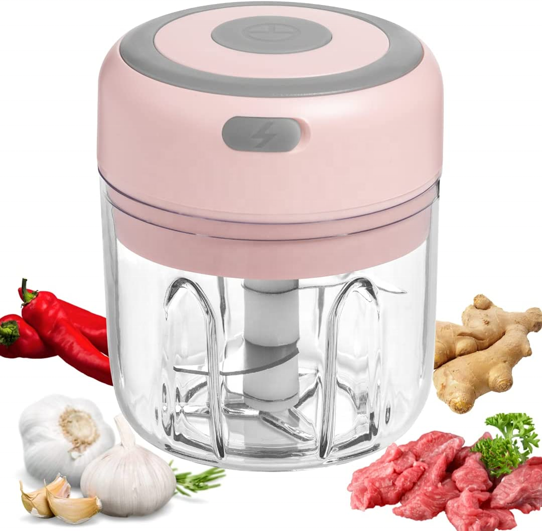 250ML Rechargeable Portable and Cordless Mini Food Processor  Electric Garlic Chopper with Stainless Steel Blade