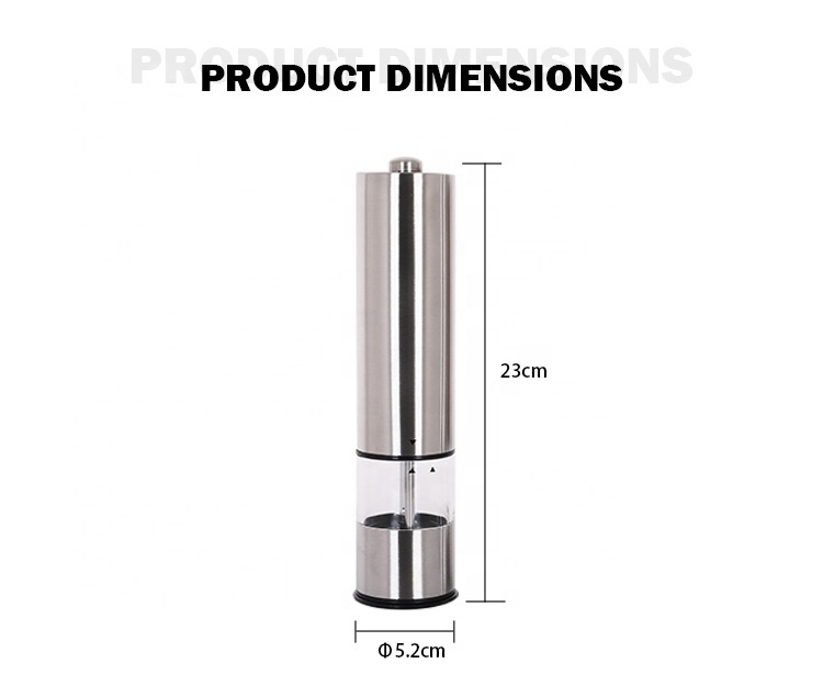 Stainless Steel Ceramic Core Electric Adjustable Salt And Pepper Grinder with light