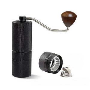 Al-Alloy Body 420 Stainless Steel Burr Homeuse Espresso Mini Small Hand Mill Portable Manual Coffee Grinder with wood handle