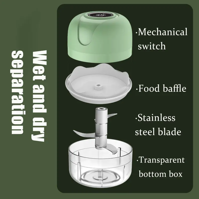 250 ML electric mini food Processor Wireless Portable Rechargeable Vegetable Processor Electric Mini Garlic Food Chopper