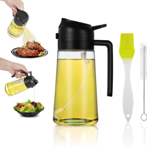 470ml Mist 2 in 1 Olive Oil Dispenser Bottle Premium Glass Oil spray Bottle Oil Sprayer for Cooking