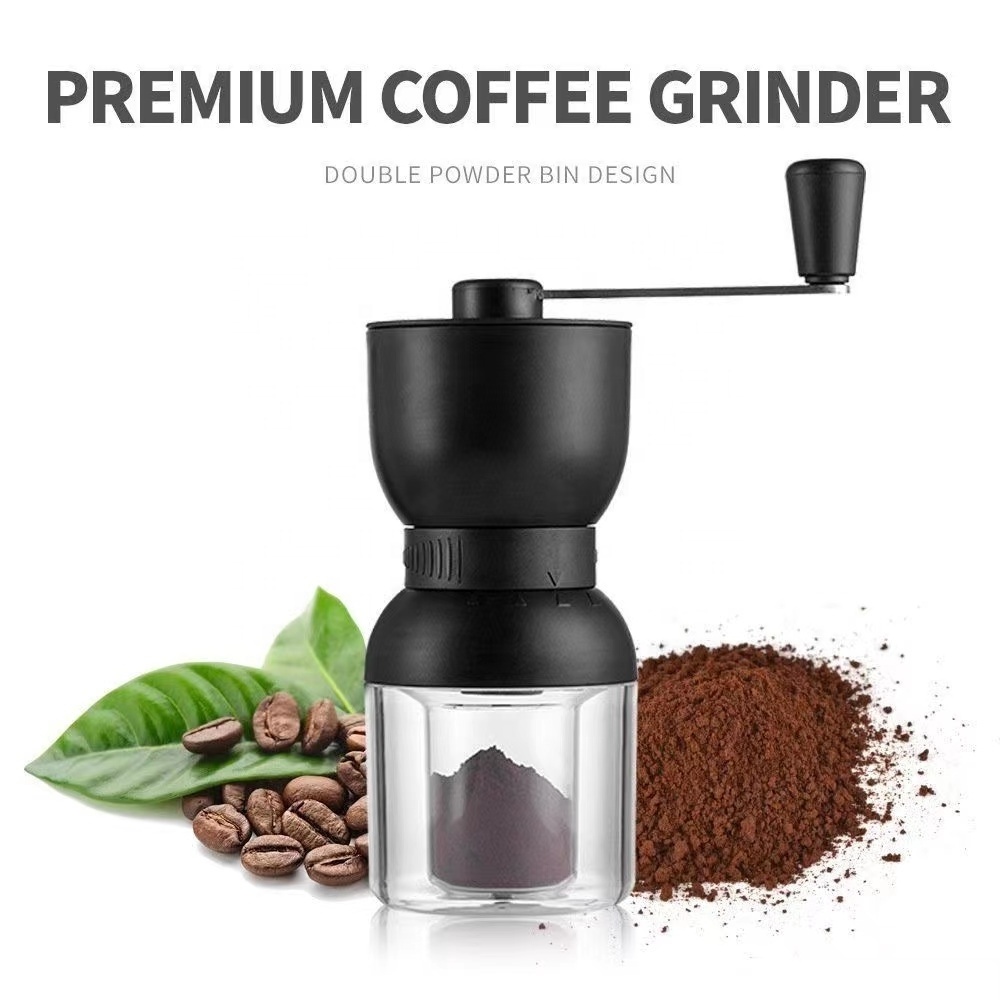 Travelling Portable Classic Glass Coffee Mill Double Wall Hand Crank Manual Coffee Grinder