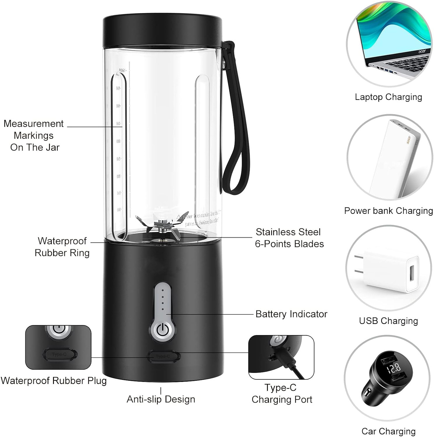 Home Smart Application Mini Personal Electric Blender USB Portable Rechargeable Blender