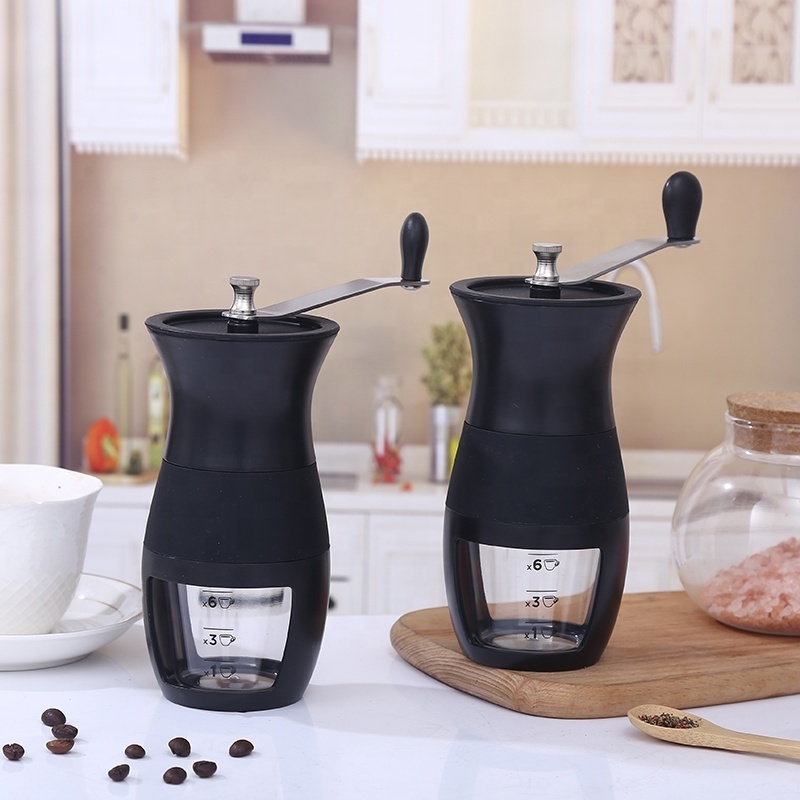 Adjustable Hand Ceramic core Coffee Bean Mill portable Manual Coffee Grinder with Glass Bottle Jar