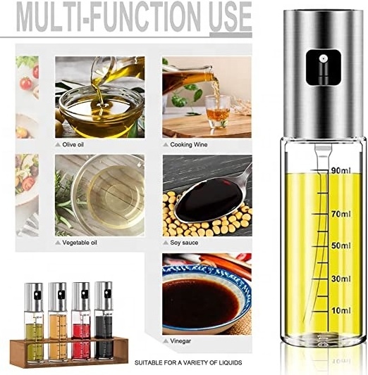 Stainless Steel Glass Spray Olive Oil Sprayer Bottle Oil Spray For Cooking Camping