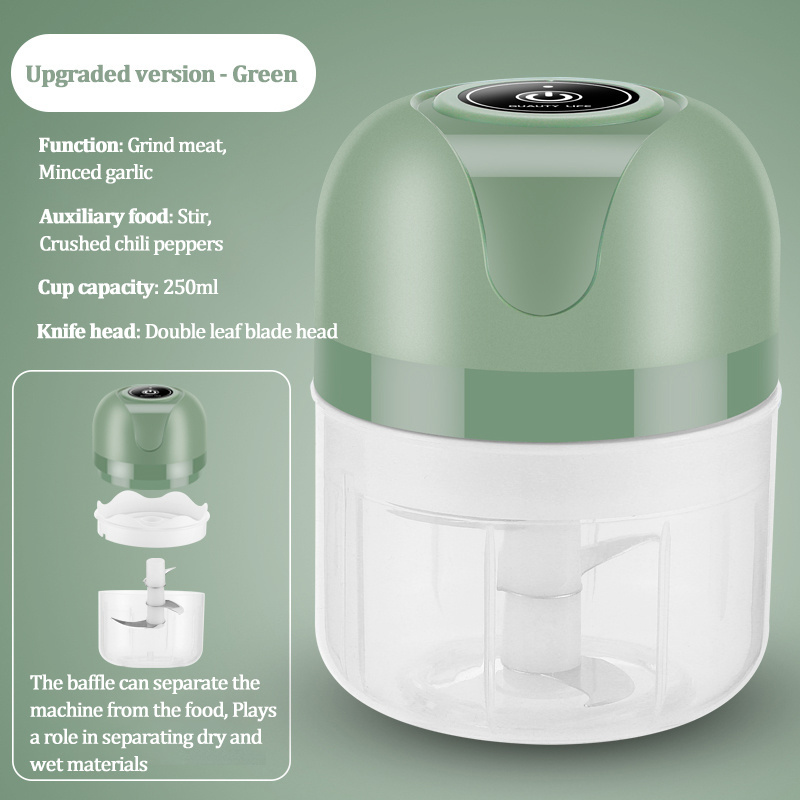 250 ML electric mini food Processor Wireless Portable Rechargeable Vegetable Processor Electric Mini Garlic Food Chopper