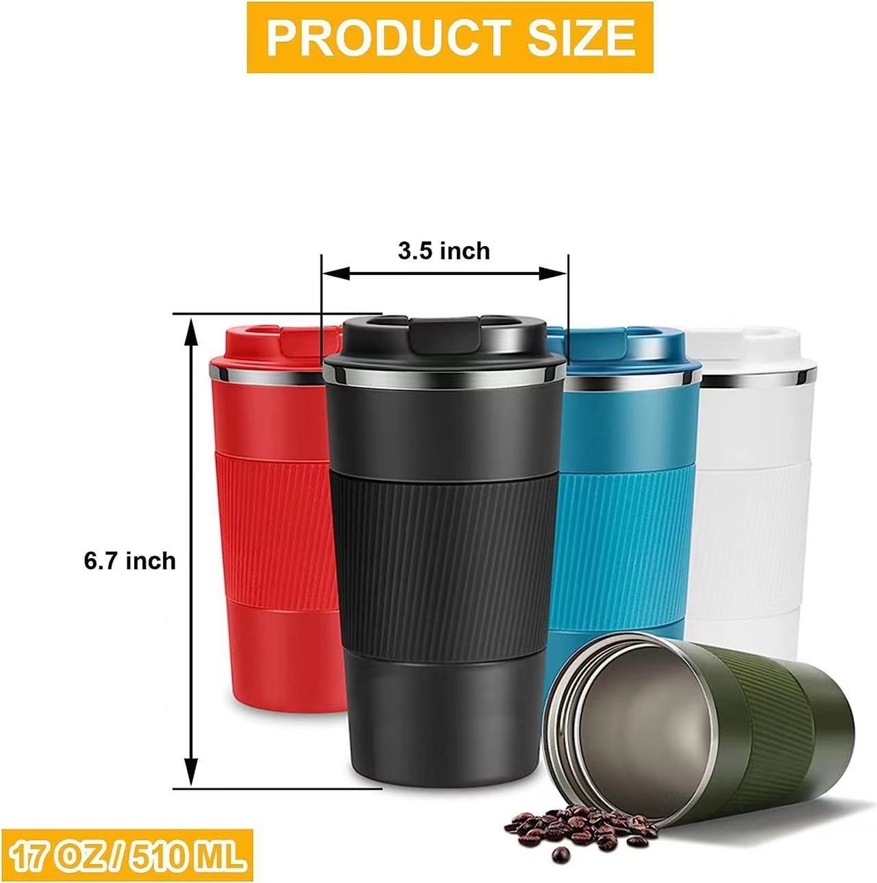 Travel Coffee Mug, Stainless Steel Vacuum Insulated Coffee Mug with Leakproof Lid, Double Walled Reusable Coffee Travel Mug