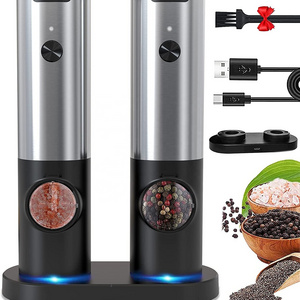 Hot Selling Electric pepper Grinders Automatic Rechargeable Salt And Pepper Mill Set With Rechargeable Base