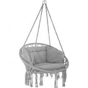 Hammock Swing Chair Hanging Cotton Rope Macrame Swing Chair with Pillow for Indoor/Outdoor, 265 Pound Capacity