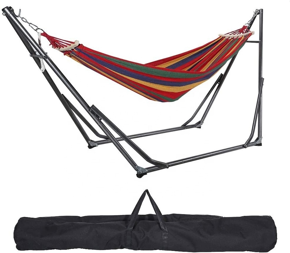 BODI Double Hammock Two Person Adjustable Hammock Bed with Space Saving Steel Stand