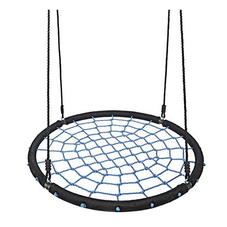 BODI Spider Web Tree Saucer Swing - Netted Webbed Seat for Grip and Comfort - Hanging Tree Circular Flying Saucer