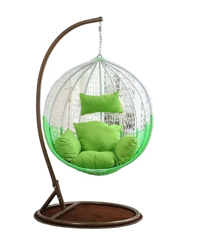 BODI  rattan swing chair outdoor hanging egg with cushion hanging patio egg chair with stand