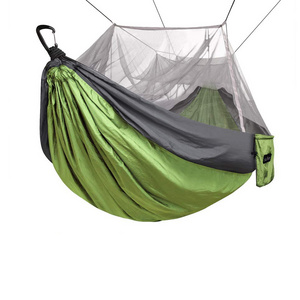 BODI custom logo Parachute Nylon camping hammock with mosquito net outdoor nylon rope hammock swing